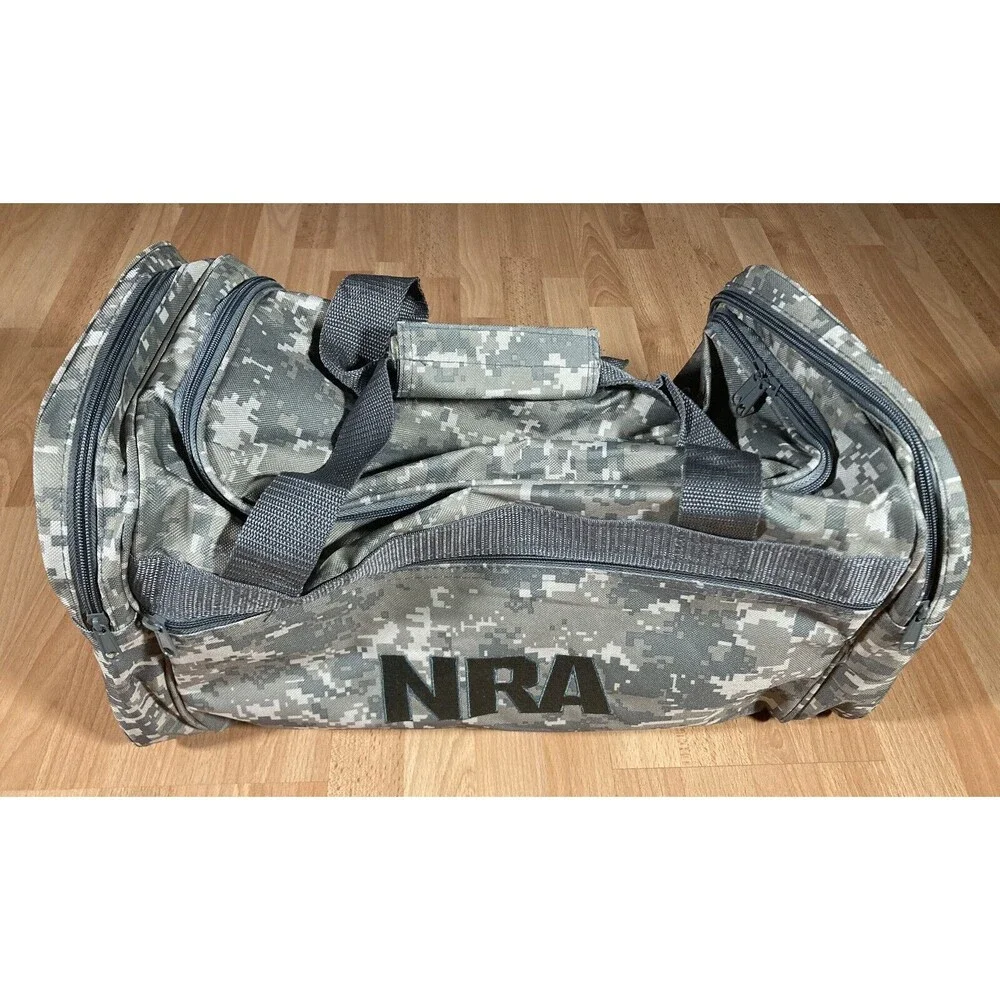 NRA Embroidered Camouflage Overnight Tote Duffel Weekender Canvas Bag • NWOT •